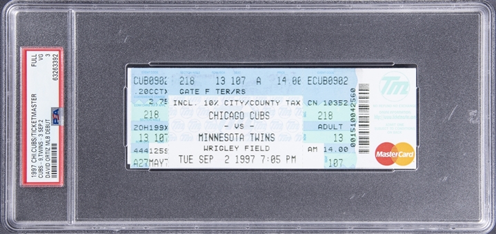 David Ortiz MLB Debut Full Ticket Stub from 9/2/1997 - PSA VG 3